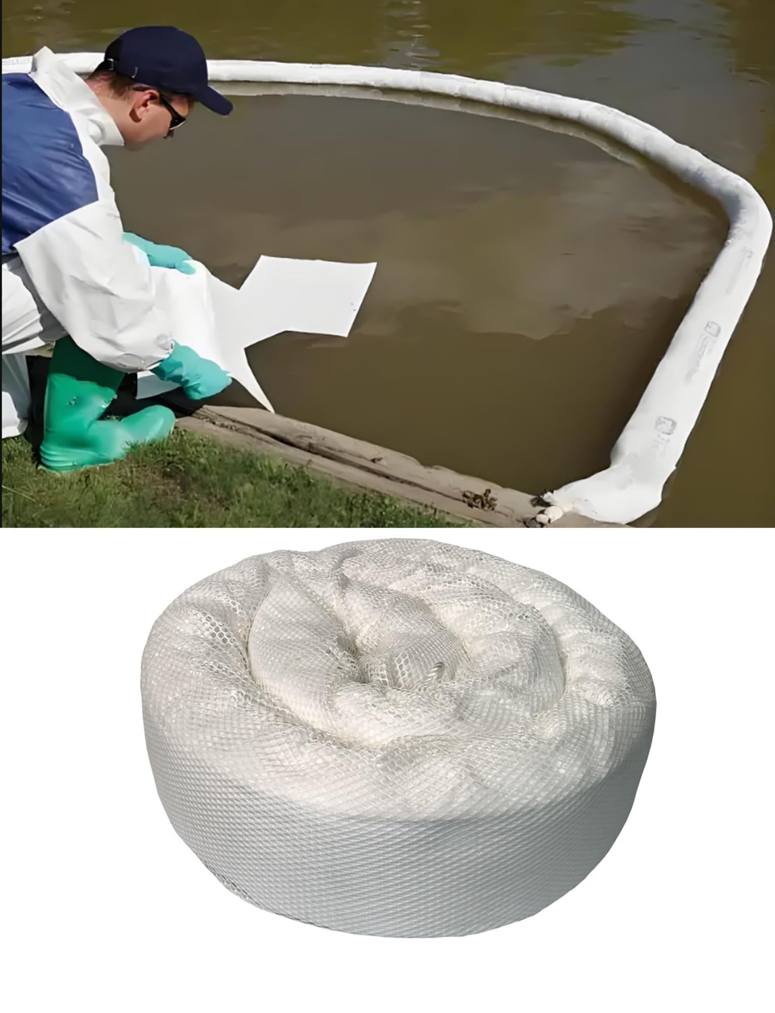 DUANHOZ Interception Barrier​​Industrial Oil Absorbent Boom Barrier | Heavy Duty Water Containment for Ponds, Lakes, Spill Cleanup | Emerncy Response Sock​ 5 Pack(