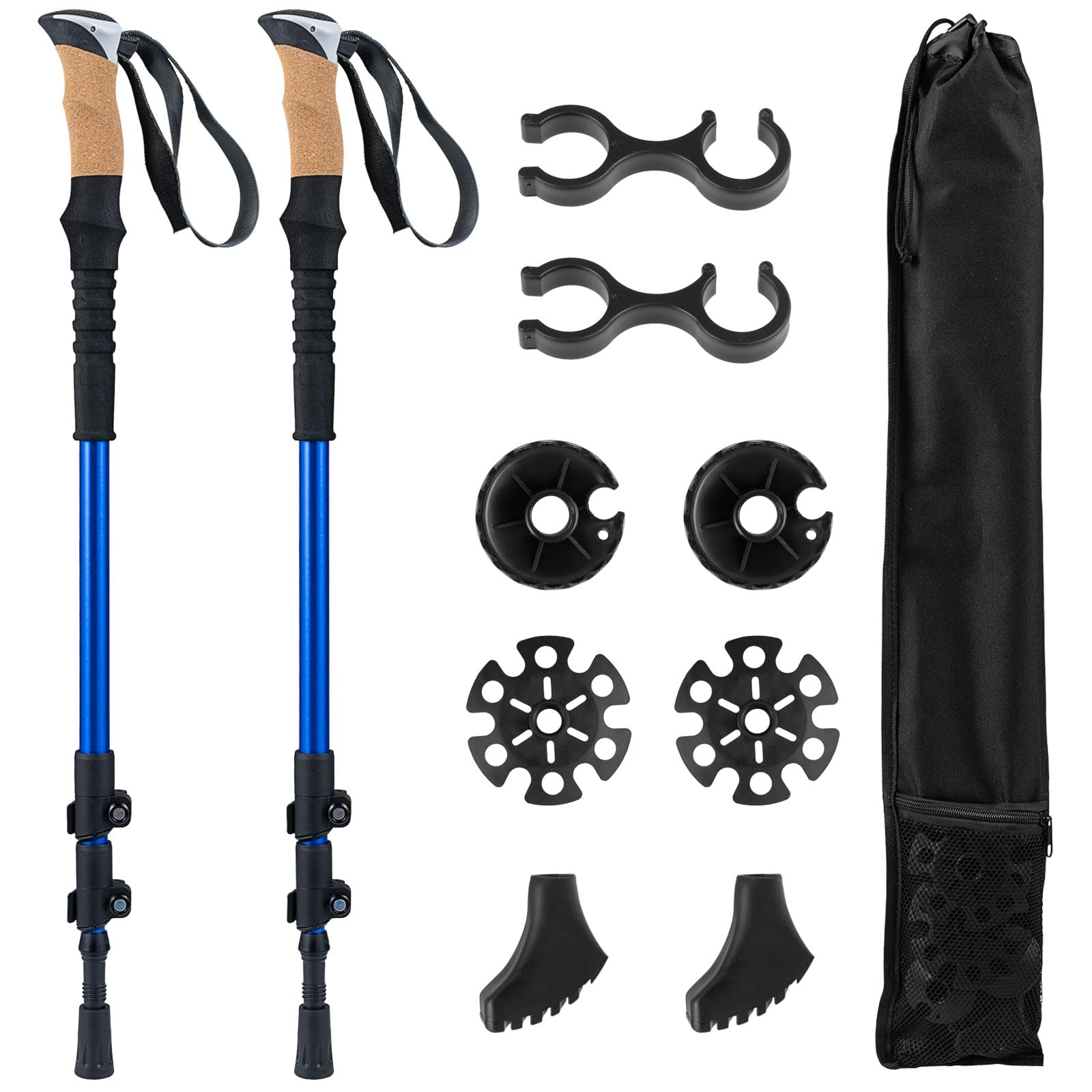 COSTWAY Wanderstöcke Teleskop Aluminium oder Carbon mit Korkgriff, Nordic Walking Stöcke für Damen und Herren, Leichte Trekkingstöcke zum Wandern, Trekking und Skitouren