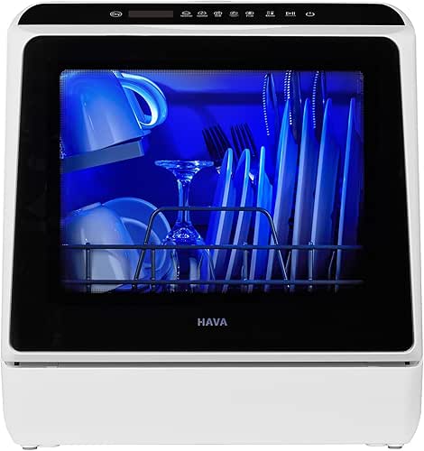 HAVA Countertop Dishwasher, 6 Programs Portable Dishwashers with 5L Built-in