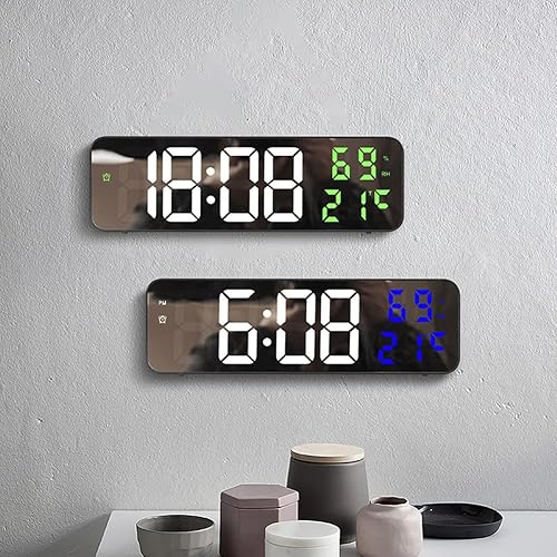 Miniatura 6 de Reloj de pared digital para dormitorio, reloj digital LED para pared con 1224 horas, atenuación automática, temperatura y humedad, reloj digital de