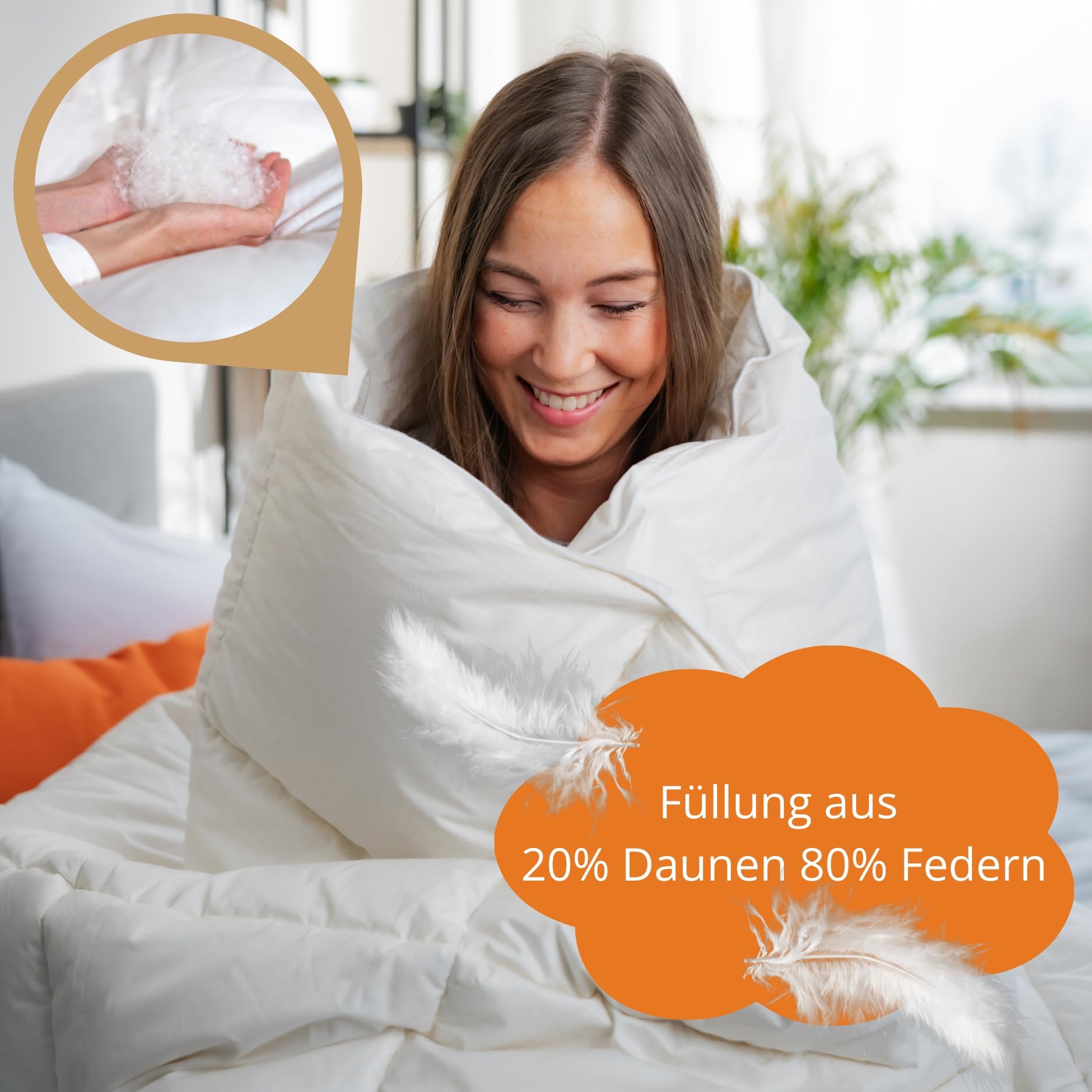 sleepling Lekka kołdra puchowa na lato, 135 x 200 cm, letnia kołdra 135 x 200 cm, 20% puch, 80% pierze, kołdra letnia, wyprodukowana w UE, Öko-Tex, nadaje się do prania w temperaturze do 60 stopni