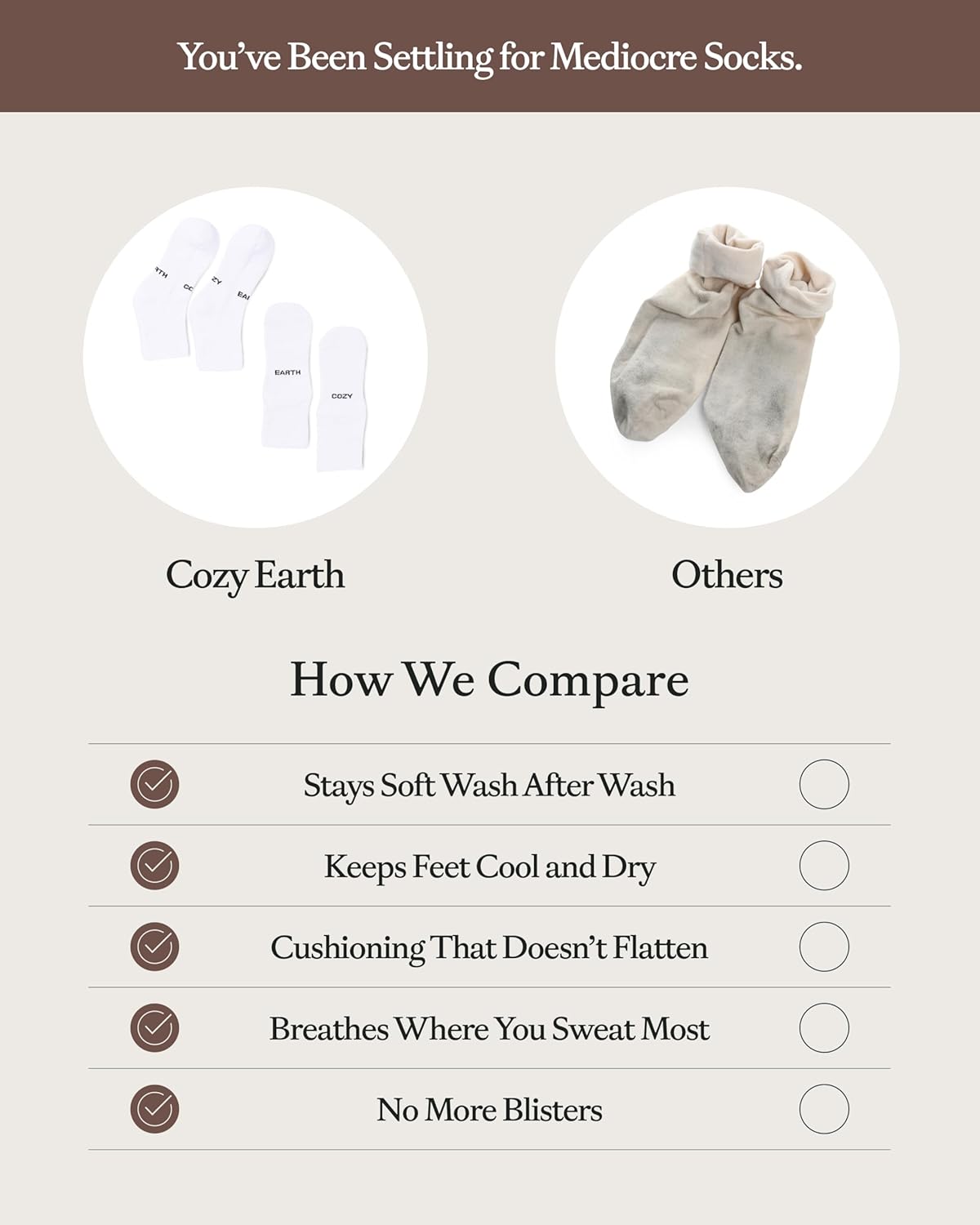 Cozy Earth Essential Quarter Socks for Women and Men – Soft Mercerized Cotton Crew Socks 2-Pack Set – Heel & Arch Support
