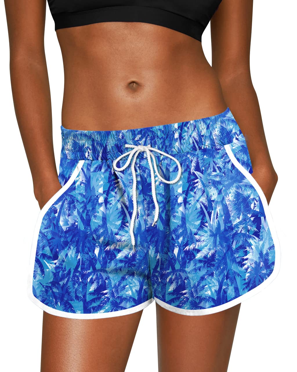 For G and PL Women Summer Floral Beach Boardshorts with Pockets Swim Trunks