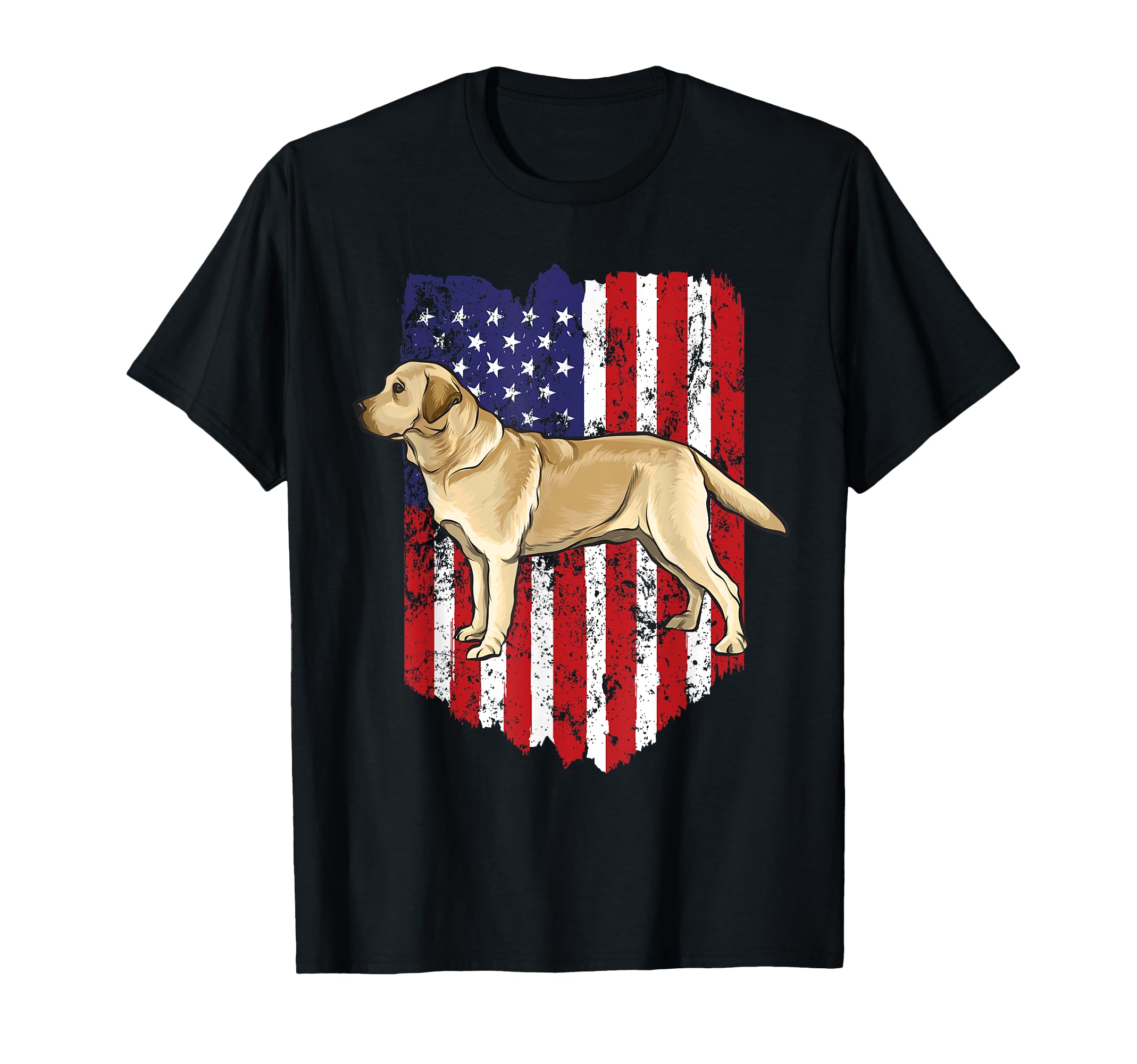 American Flag Yellow Labrador Retriever 4th Of July USA T-Shirt