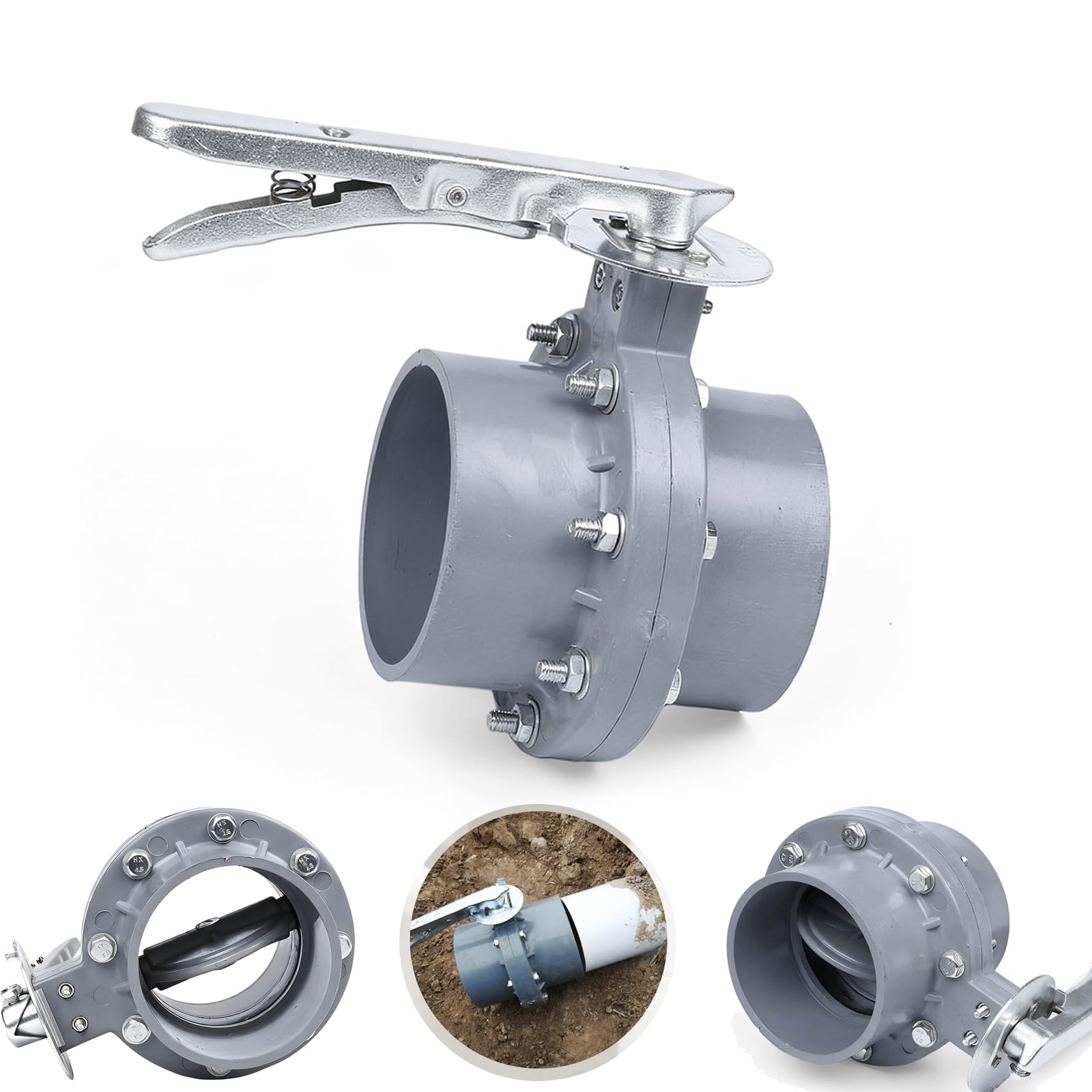 Robinets à papillon, Vanne Papillon Dn 110 mm En Pvc à Bride Avec Poignée En Métal Galvanisé Idéale Pour Systèmes D’Irrigation Horticulture Serres Piscines Et Installations Industrielles