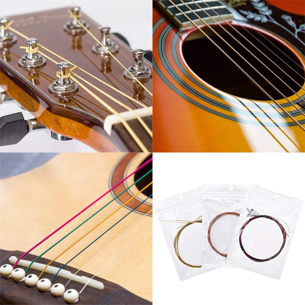 6 Set Corde Chitarra Acustica Colorate - Acciaio, Multicolore, Ottone, Rame Rosso, Per Principianti - Foto 9