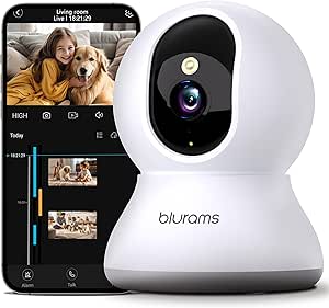 blurams Pet Camera 2K, Dog Camera with Phone App, 360° PTZ Indoor Cameras for Home Security Indoor, Color Night Vision, 2-Way Talk, Motion Detection&Tracking, Cloud&SD(2.4GHz Only) asin的图片