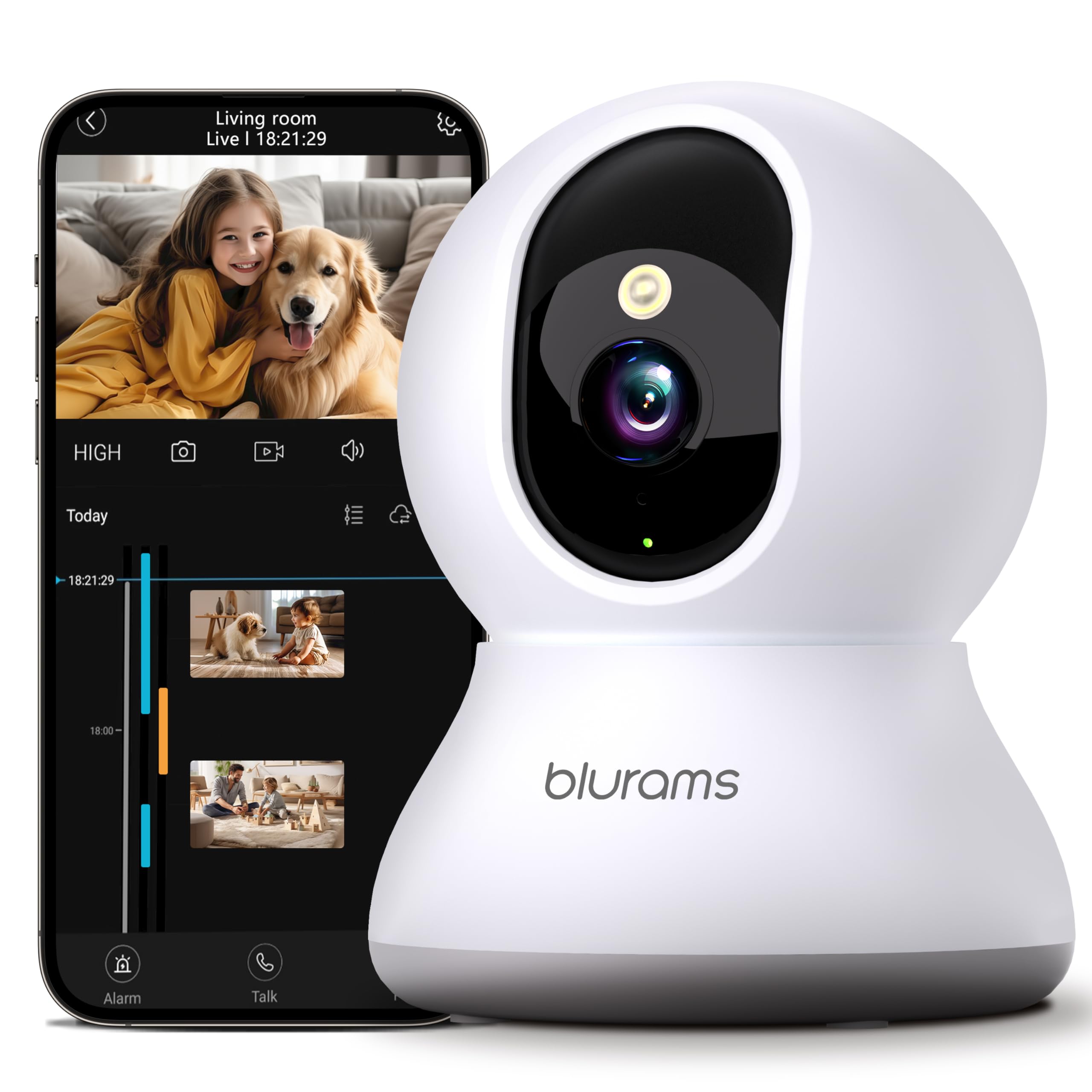 blurams Pet Camera 2K, Dog Camera with Phone App, Indoor Security Camera PTZ, 360° Cameras for Home Security Indoor, Color Night Vision, 2-Way Talk, Motion Detection&Tracking, Cloud&SD(2.4GHz Only)