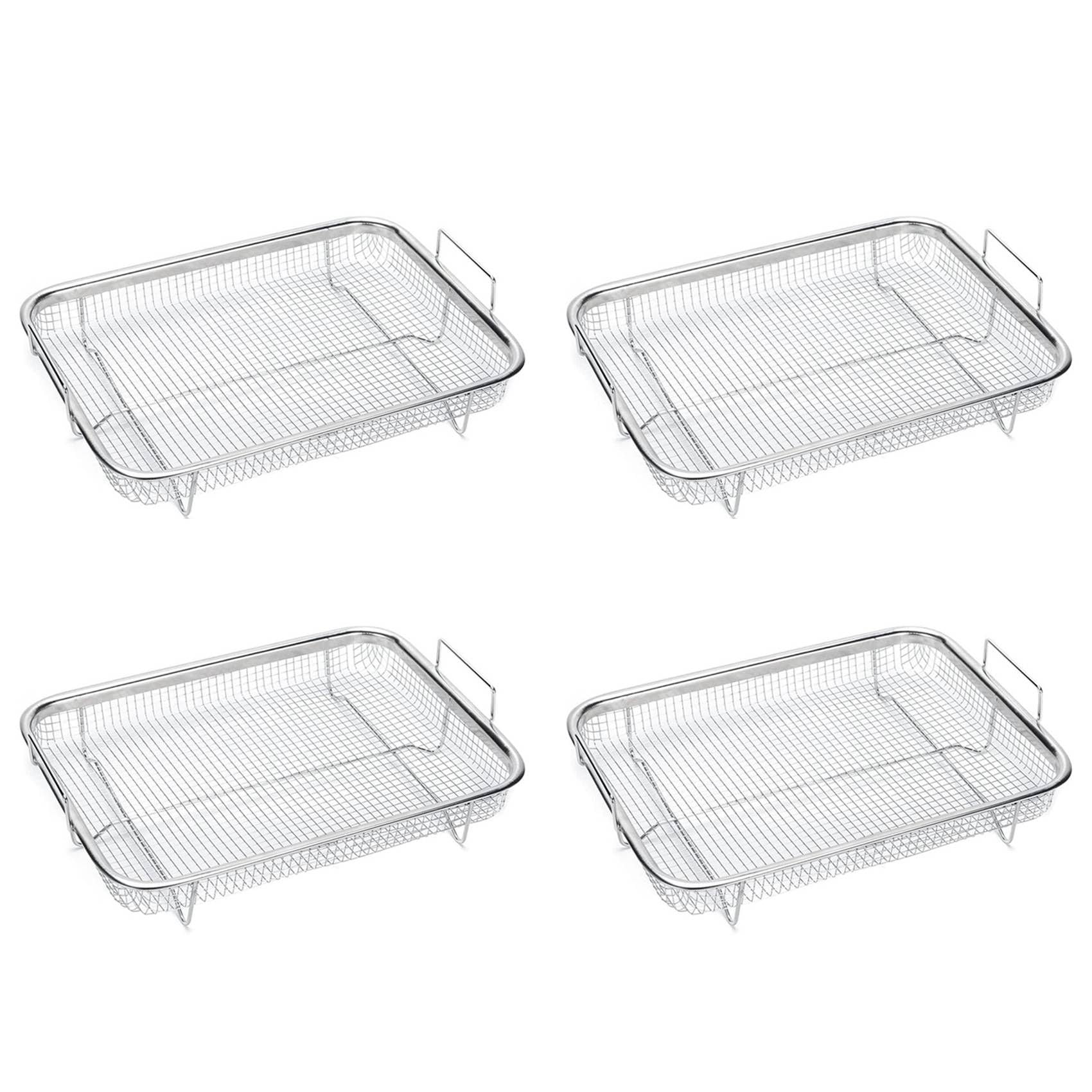 Hndhbfgrt 4Pcs Air Fryer Basket for Oven, Stainless Steel Grill Basket, Non-Stick Mesh Basket, Air Fryer Tray Wire Rack Basket