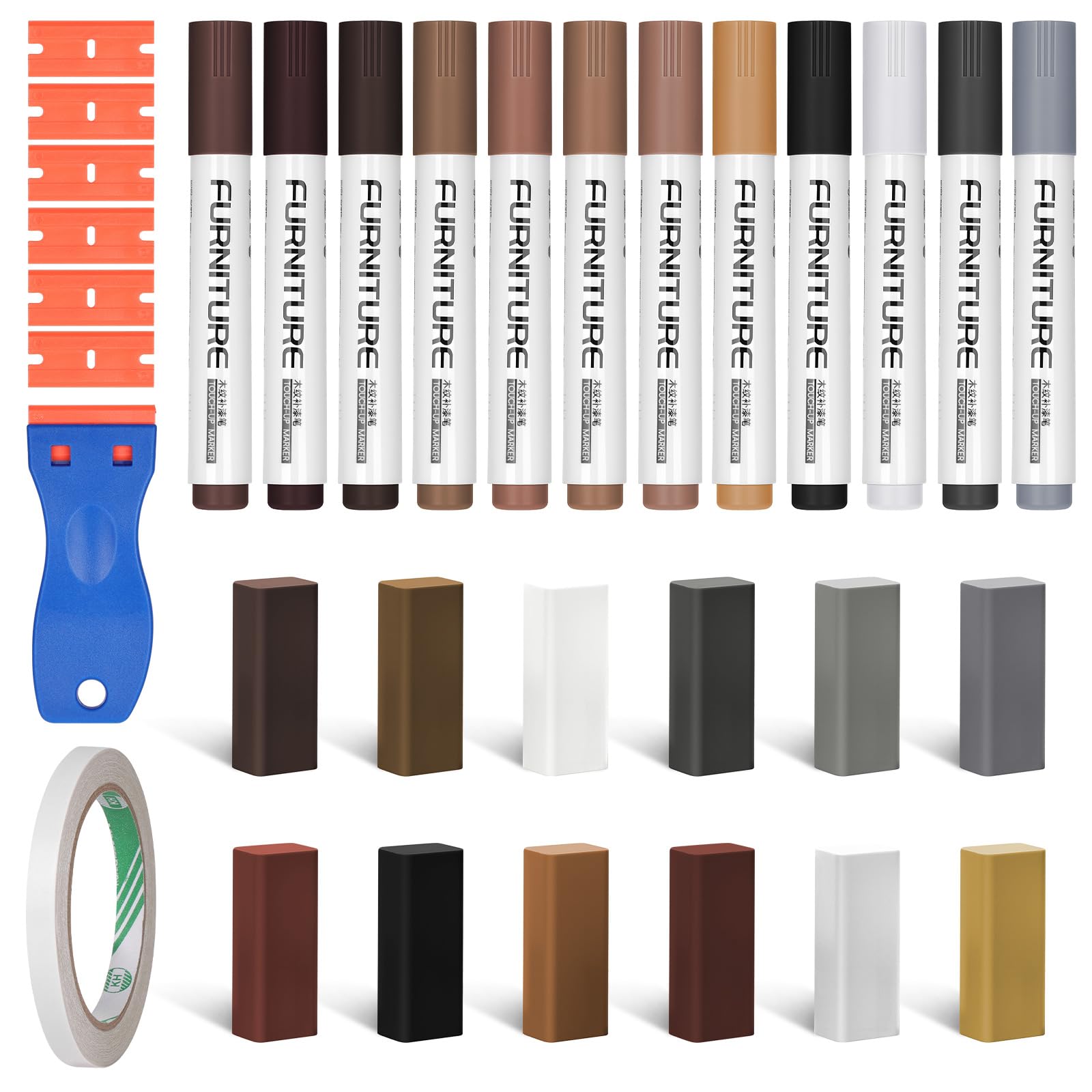NUTKIT 32PCS Laminate Floor Repair Kit, Laminate Worktop Repair Kit