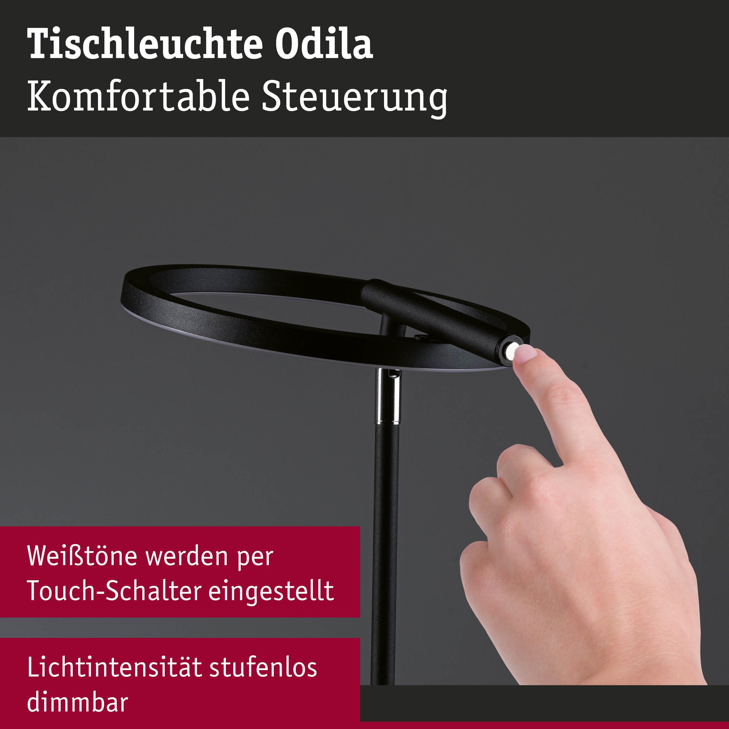 Paulmann 71280 LED Schreibtischleuchte Odila Tunable White 650lm 10,4W Schwarz matt, Chrom