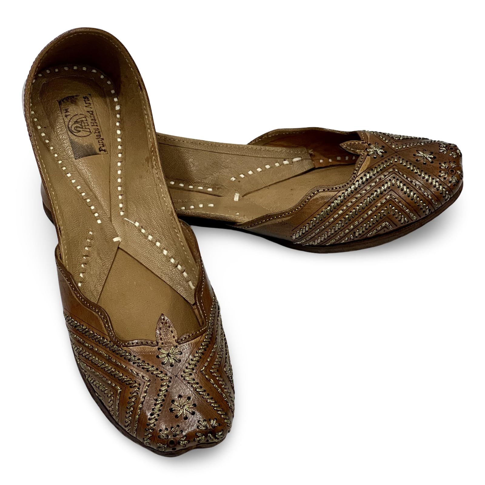 PHA || Traditional Embroidered Soft Leather Dailywear Punjabi Jutti, Women's Handcrafted Indian Juttis PHAs Punjabi Jutti-image-11