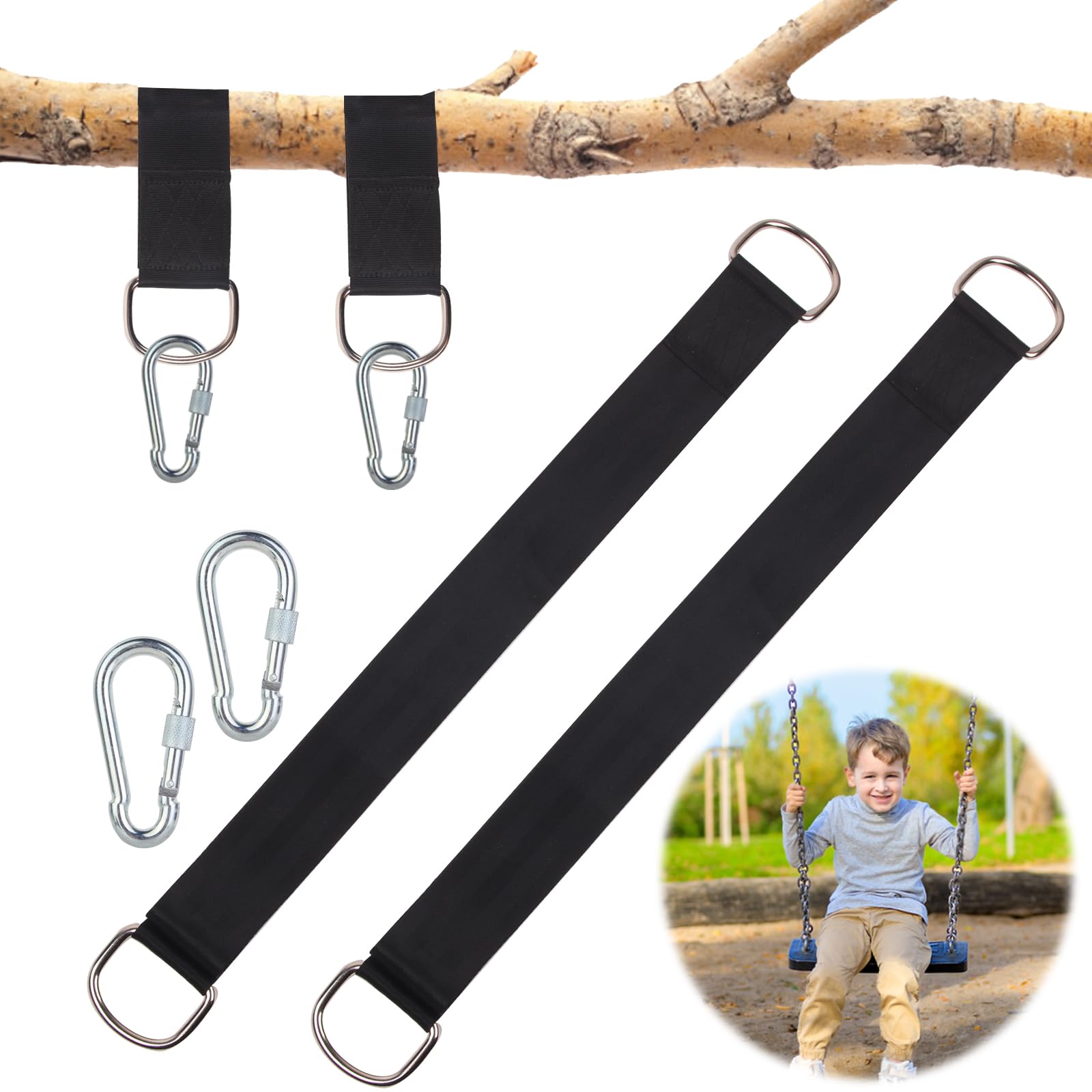 Kit Fissaggio Per Altalena E Amaca - 2 Cinghie Con Moschettoni - Facile Installazione Senza Fori - Foto 7