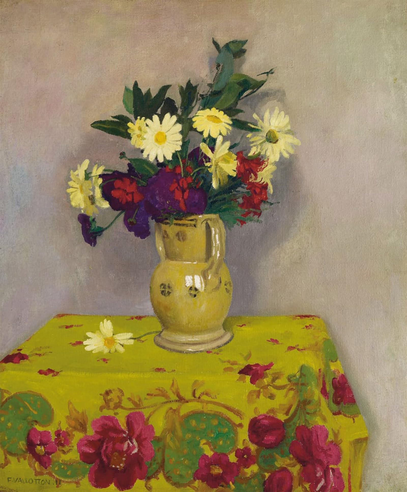 POSTERIIk Vintage Print Pop Art Landscape Artwork Yellow daisies and various flowers by Felix Edouard Vallotton Art Prints for Office Home Decor 60x90cm