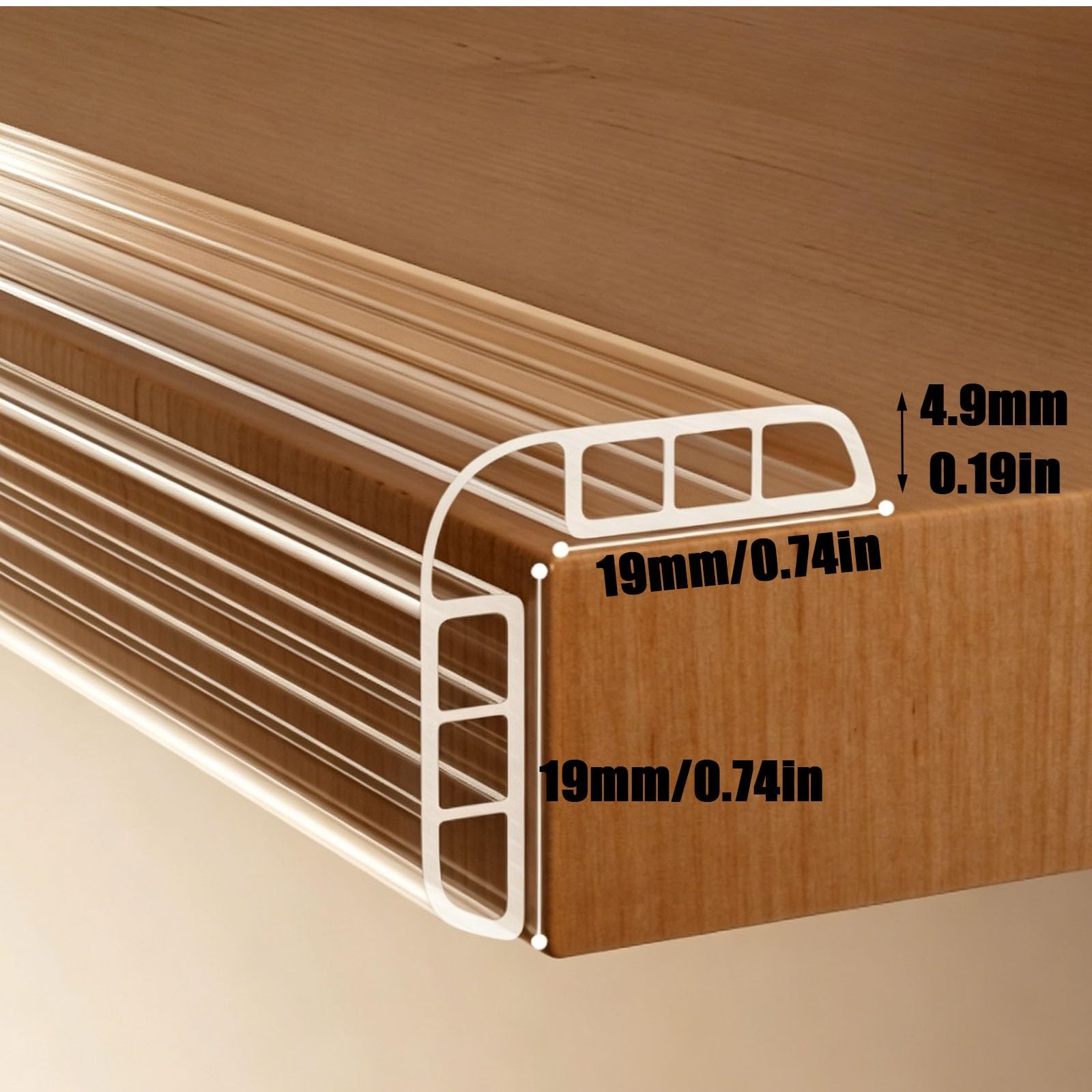 Protectores de Bordes en Forma de L, PVC Transparente, Suave Y Autoadhesivo; Tiras Anticolisión para Escritorios(19x19mm,1000cm/393.7in)