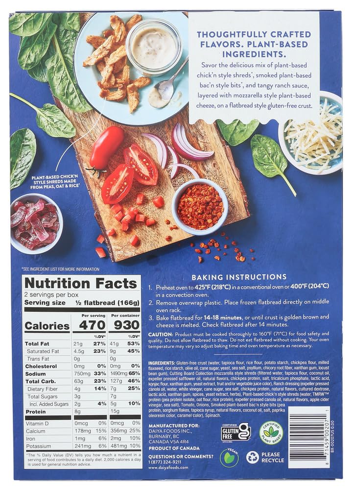 Daiya Meatless Chick'n, Bac'n & Ranch Flatbread, 11.7 OZ
