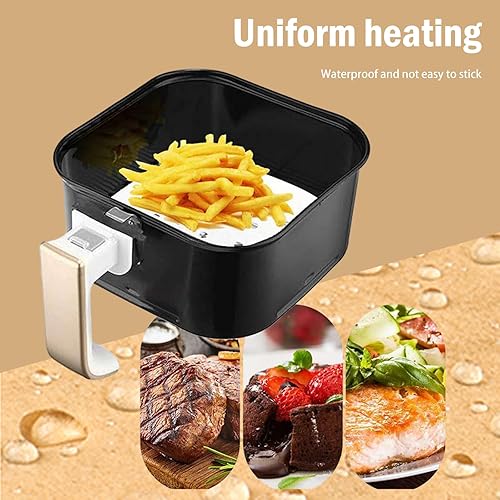 Miniatura 6 de Forros de papel pergamino para freidora de aire (7.5 x 7.5 pulgadas), 100 piezas compatibles con XL Philips, NuWave Brio, Chefman, OMORC, Cuisinart,