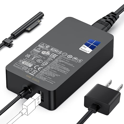 Surface Charger,65W Microsoft Surface Charger for Surface Pro 3/4/5/6/7/7+/8/9, Surface Laptop 1/2/3/4/5/6, Surface Book 1/2/3, Surface Go 2/3/4, Surface Laptop Go 2/3/4, Surface Laptop Studio