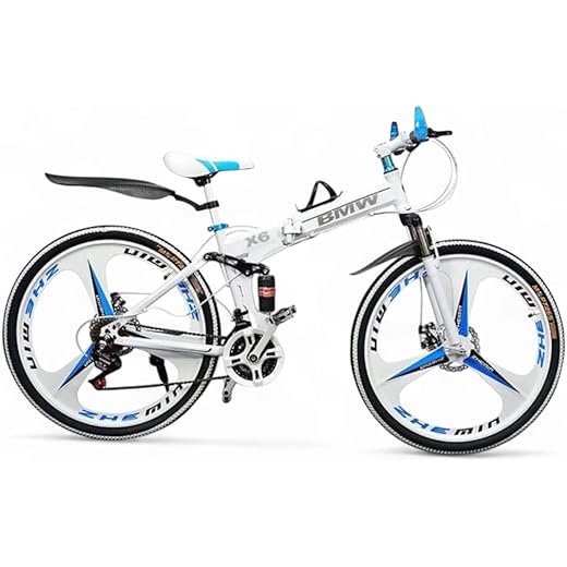 ROAD FASTARS X6 Series 21-Speed Gear Cycle for Men | Foldable 26-Inch Bicycle with 3-Spoke Alloy MacWheels, Dual Disc Brakes & Dual Suspension|Off-Road & City Riding Bike (White)