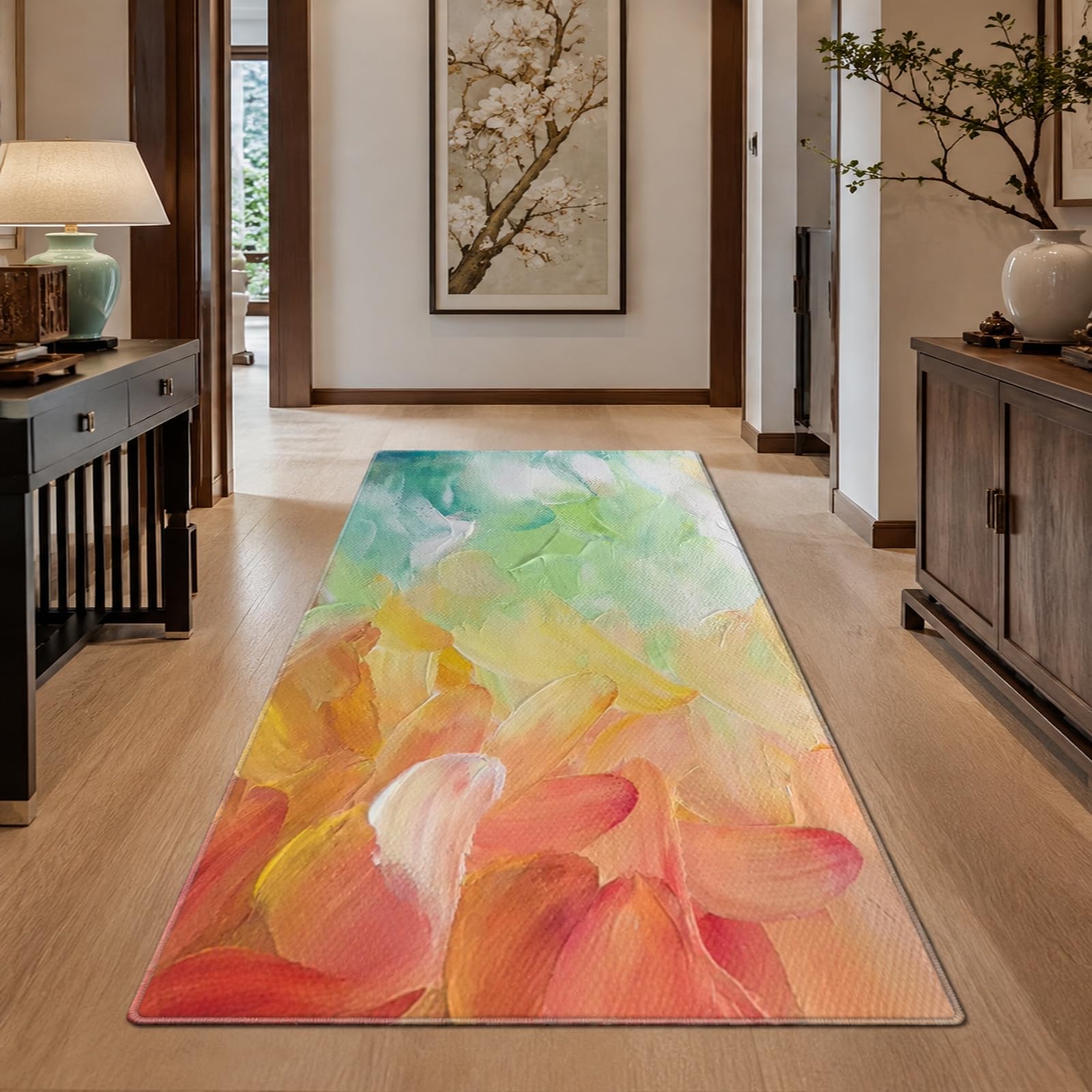 Tapis doux poil court abstrait multicolore facile à nettoyer 80x140