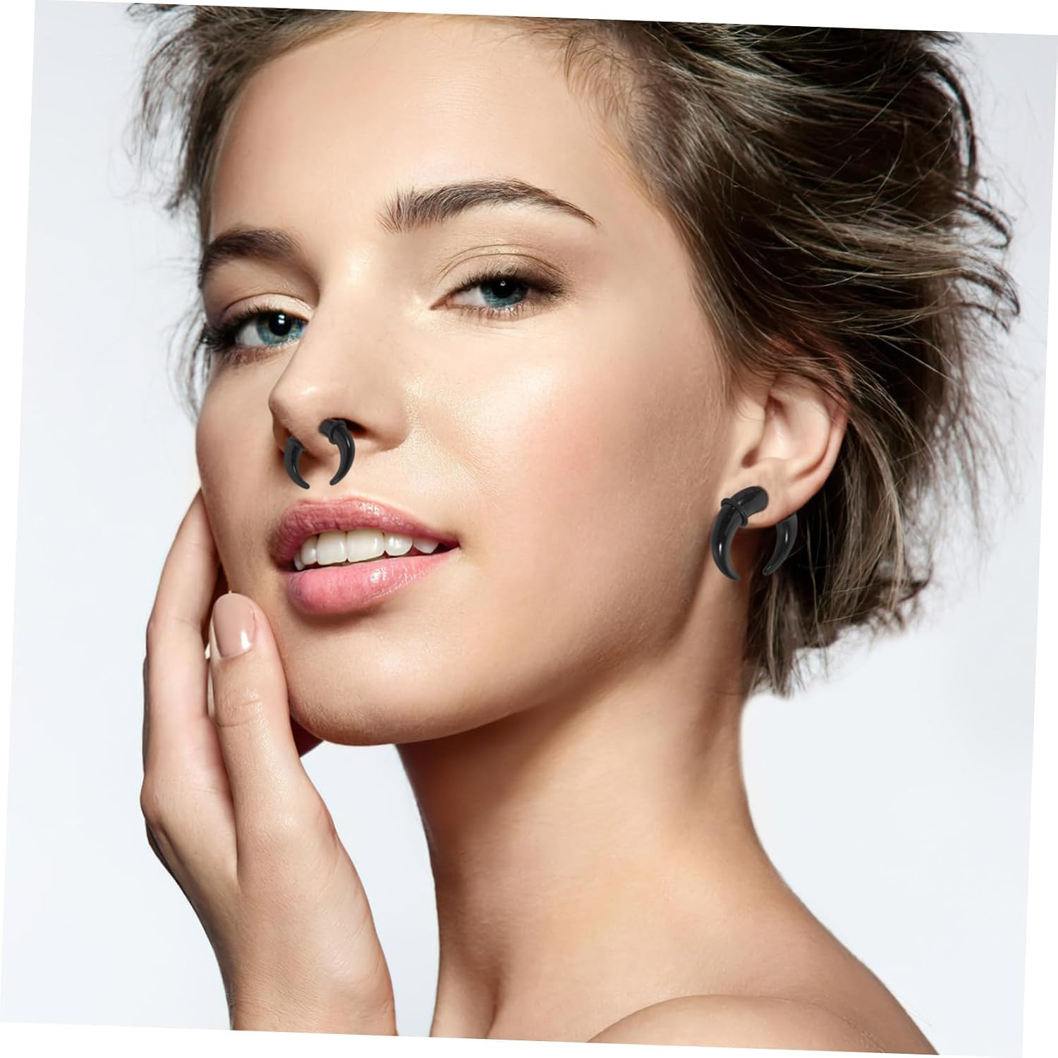 27pcs Acrylic C Shape Septum Taper Pincher Ring for Women Men