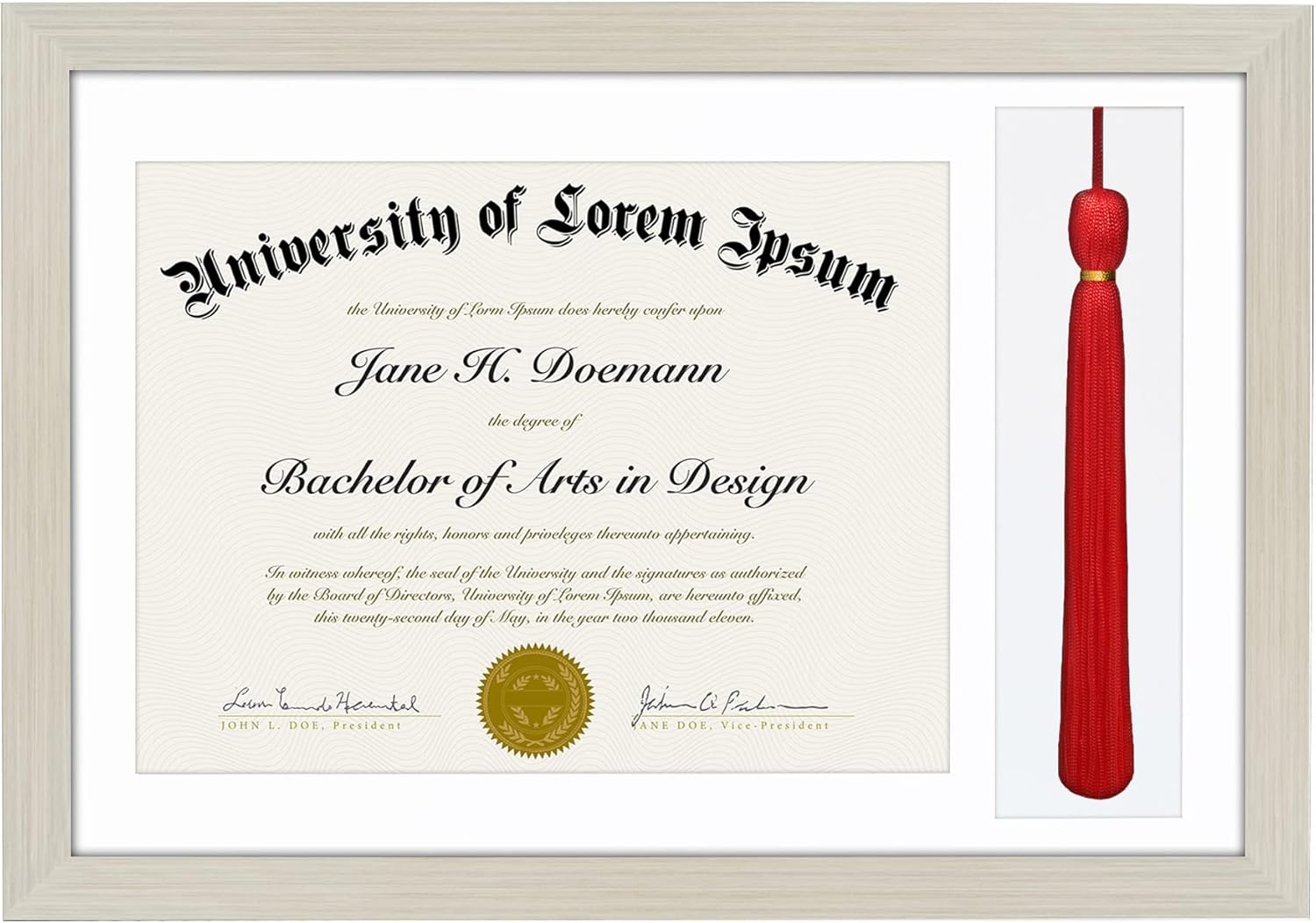 Americanflat 11x16 Graduation Frame with Shatter-Resistant Glass - Fits 8.5x11 Diplomas with Tassel Opening - Signature Collection - Diploma Frame with Tassel Holder for Wall Display - Light Wood