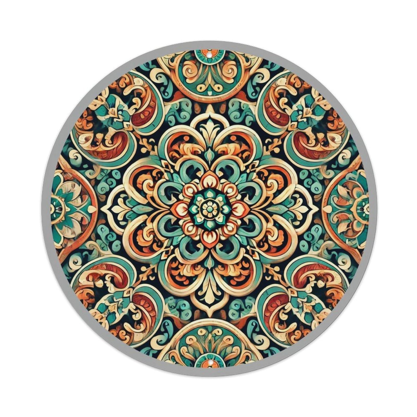 Ornate Floral Mandala Pattern Print Retro Metal Tin Sign, Vintage Metal Poster for home, Gaming Room, Studio Workshop,Bar,Garage Wall Art Decor 8x8 inch