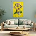 Brazil Football Flag with Neymar GOAT Artwork | Brazil Fan Flag for Wall Decor, Bedroom, Gaming Room & Stadium Cheering | Football Supporter Banner with 2 Hooks & Velvet Bag | 34 x 22 Inch gallery image