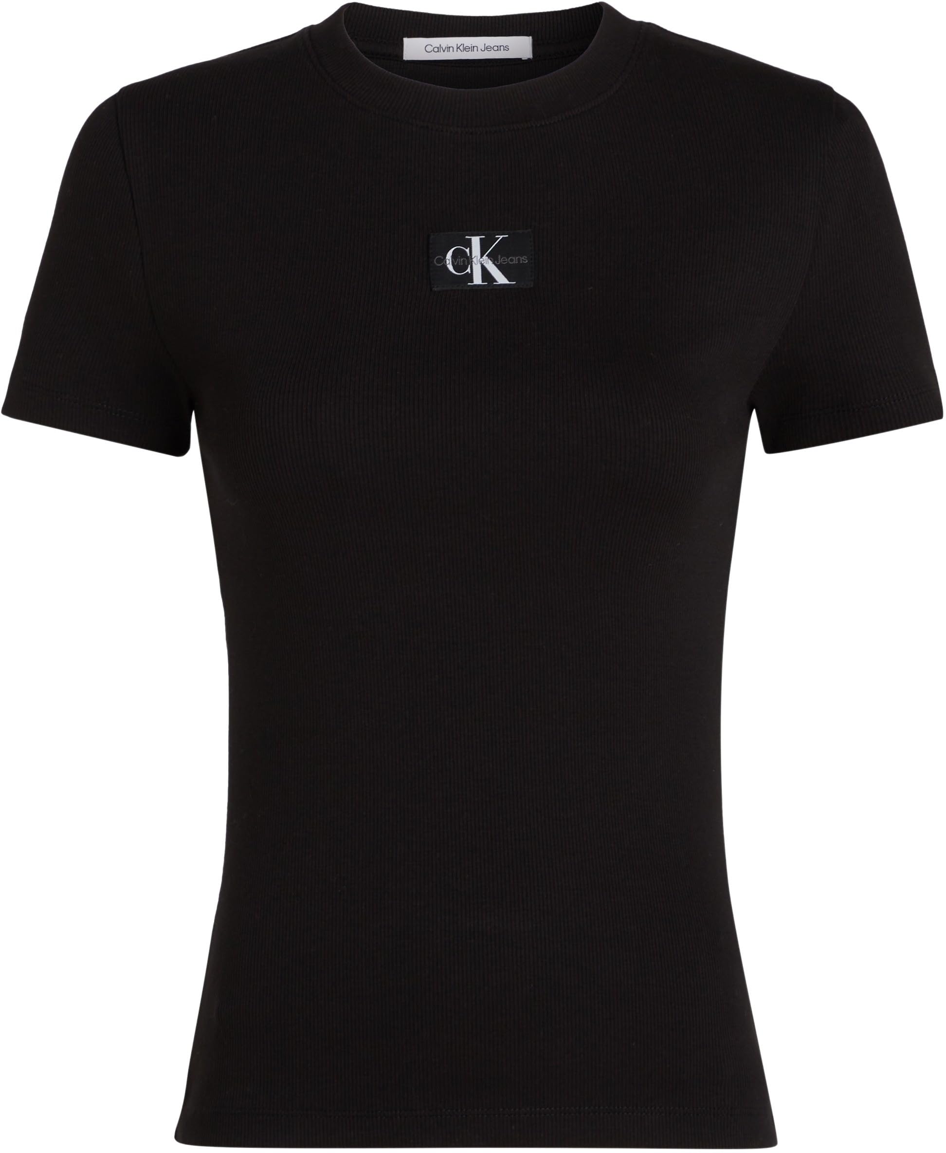 Calvin Klein Woven Label Rib Baby Tee J20j223552 Maglietta a Maniche Corte Donna