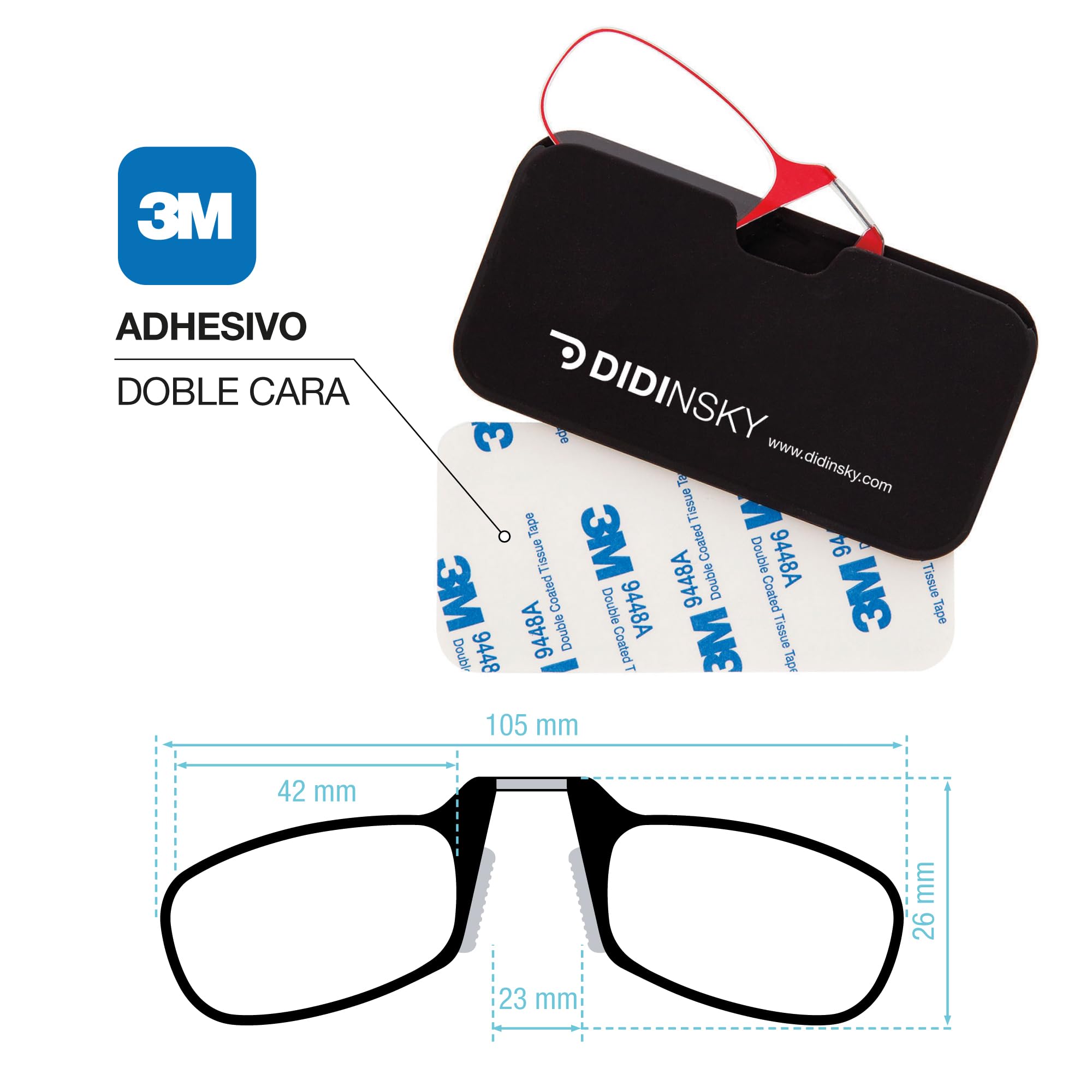 DIDINSKY Moma Occhiali da Lettura Senza Aste, Anti Luce Blu | Design senza aste, piatto da tasca · Per leggere da vicino · Anti luce blu · Ingrandimento +1.0 a +3.0 · Custodia inclusa