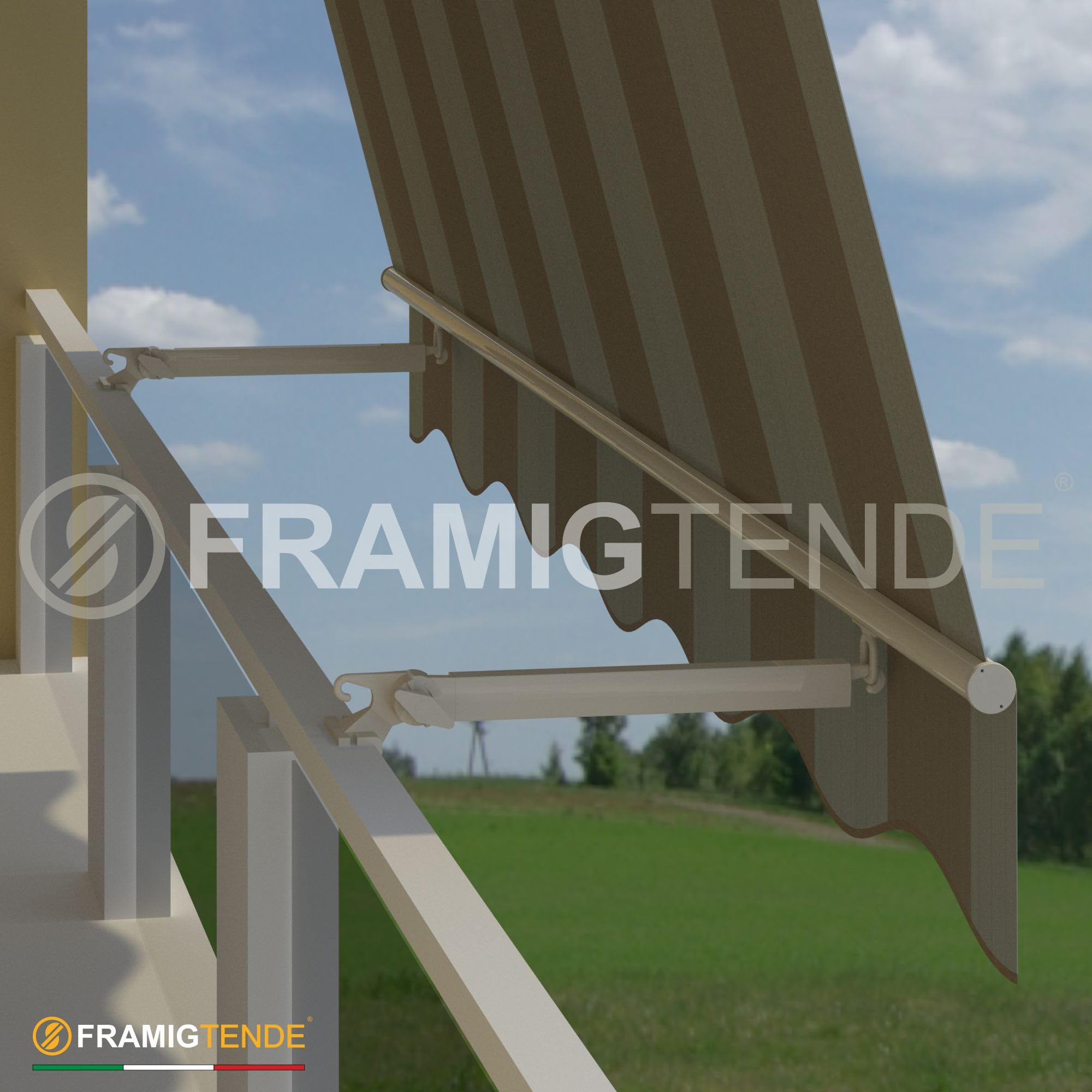 Braccetti Per Tende TENDAGGIMANIA Da Sole A Caduta Esterne In PVC - Colore Bianco - Misura 50 Cm - 1 Coppia Di Braccetti Tenda Regolabili Fino A 180u00b0 4 Viti Autoforanti - Foto 9