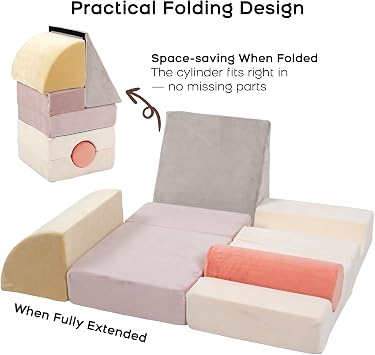 BanaSuper Soft Play Climbing Blocks for Toddlers, Indoor Foam Play Set for Baby Motor Skills Development, Toddler Obstacle Course with Step, Ramp and Cylinder, Montessori Gym Toys, EN71 Safety, Pink
