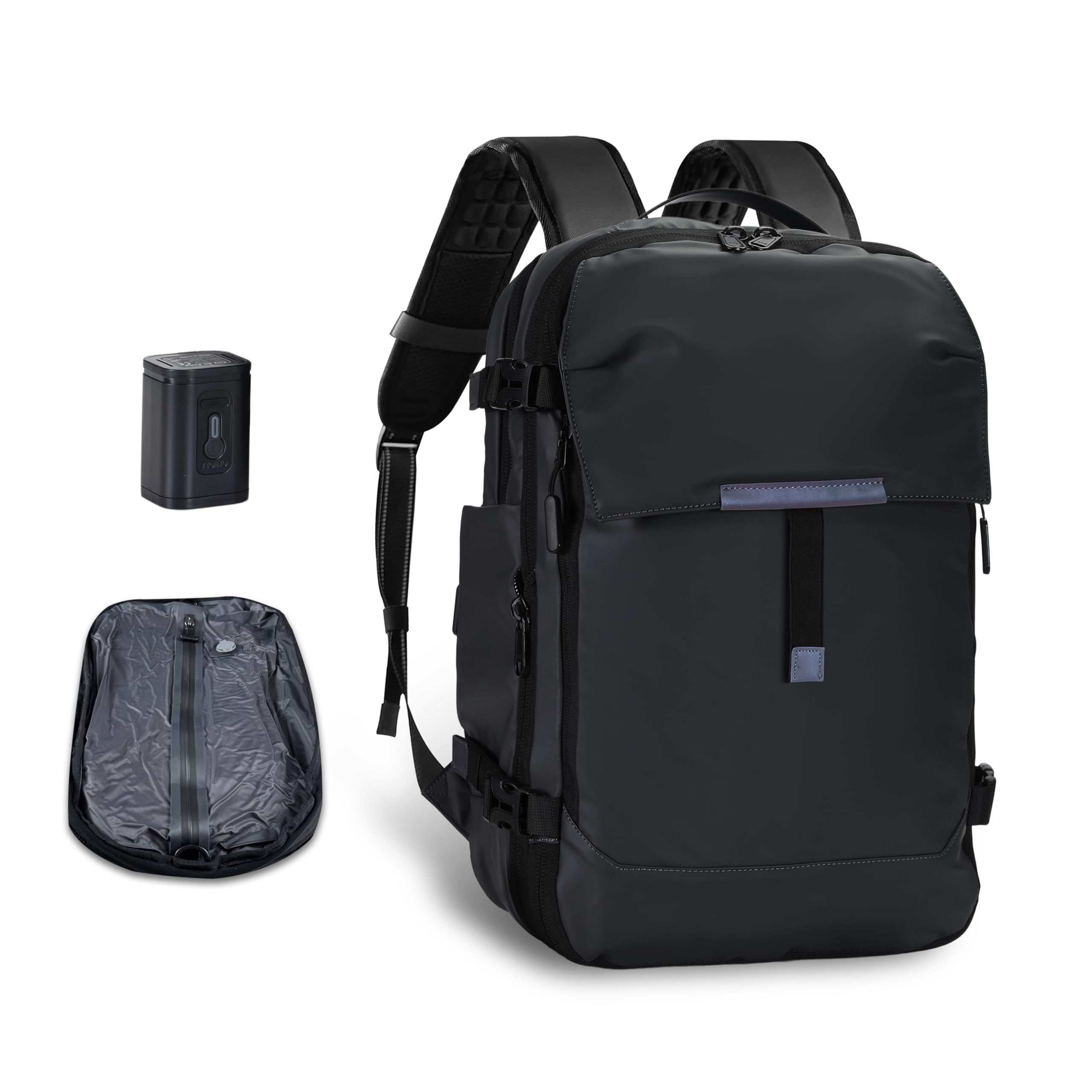 WORKKOOL Air Compression Vacuum Travel Backpack, 60L Expandable Vacuum Seal Backpack with Resistant TSA Lock(Black,Automatic & Manual Vacuum Pump