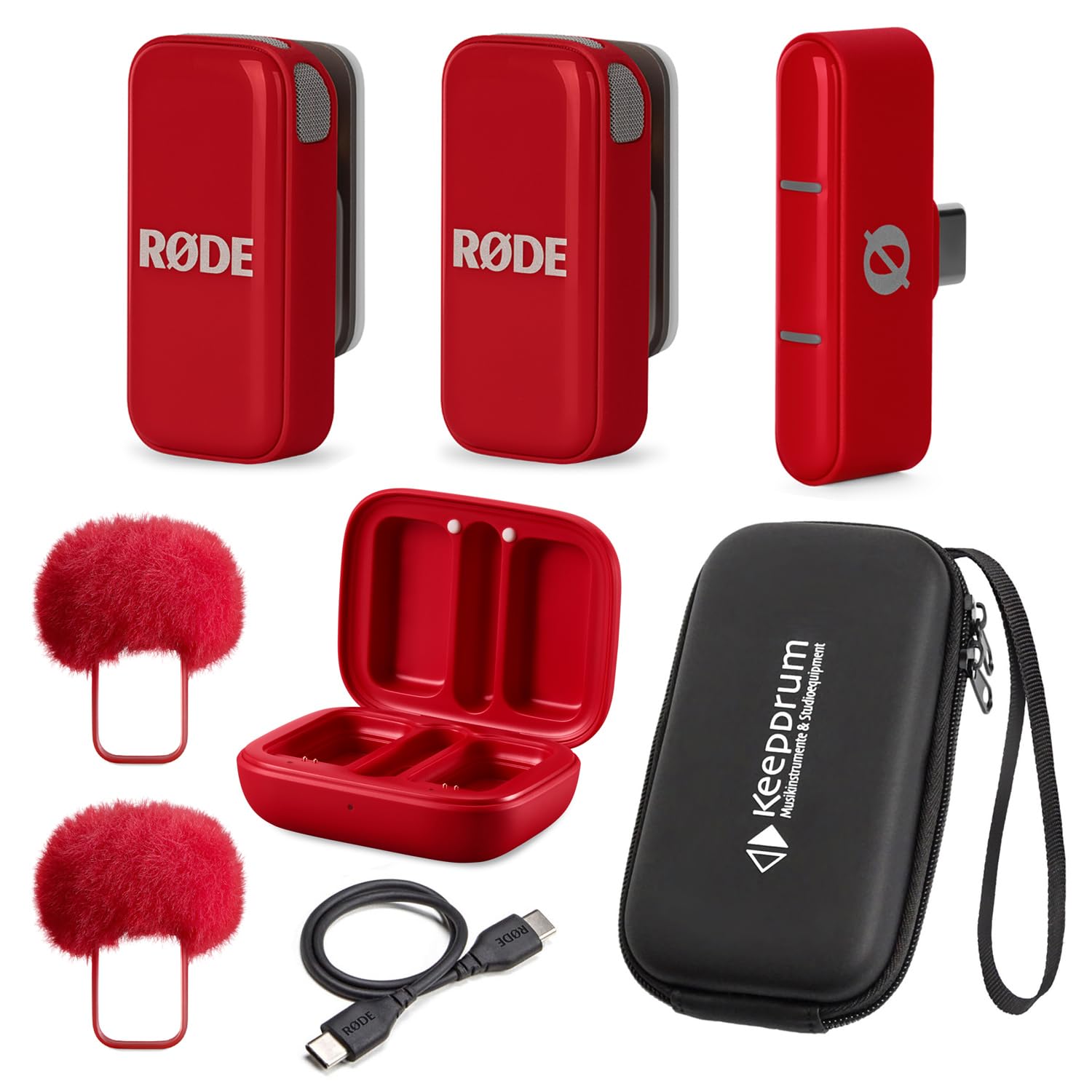 Micro sans fil USB-C Rode rouge ultra compact avec étui Keepdrum - 8