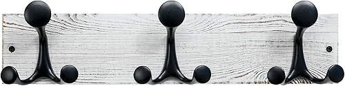 Miniatura 281 de SKOLOO Perchero de madera blanca de 17 pulgadas con 3 ganchos triples, ideal para entradas familiares, aulas y almacenamiento de suministros para