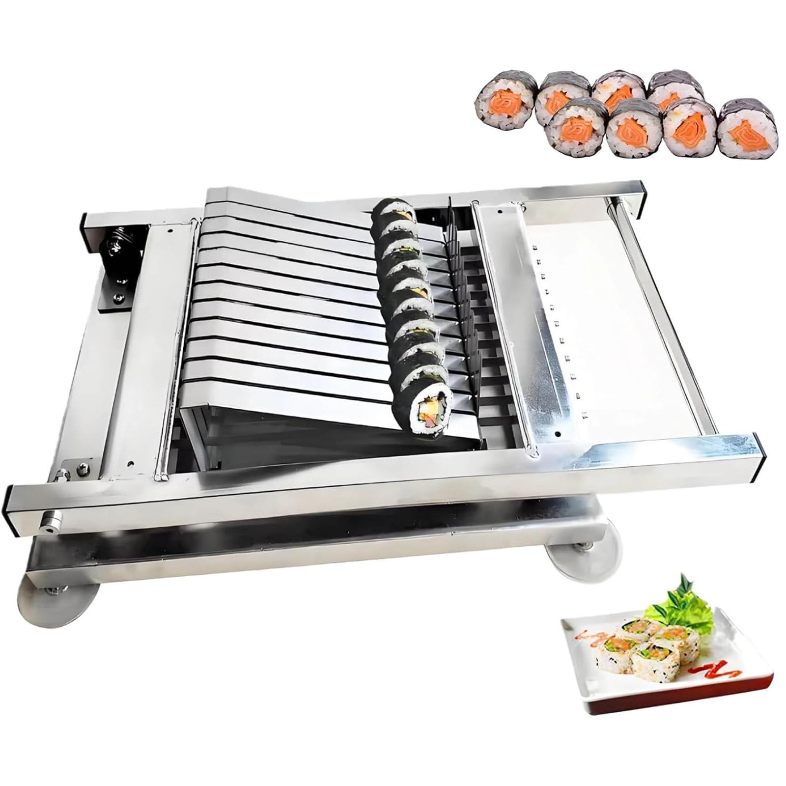 Trancheuse et machine à sushis en acier inoxydable - Machine à trancher manuelle pour restaurants japonais et snack-bars