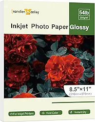 Papel fotográfico brilhante 21 x 28 cm, 24,5 kg, 200 g/m², secagem instantânea, trabalho para impressoras a jato de tinta e tinta para topo de bolo de menu, 30 folhas