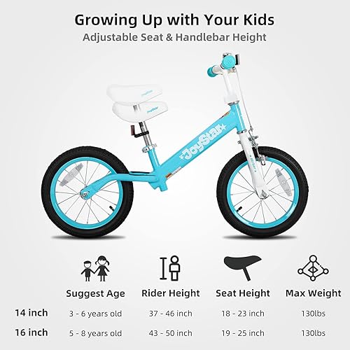 Miniatura 4 de JOYSTAR Bicicleta de equilibrio de 1416 pulgadas para niños pequeños y niños de 3 a 8 años de edad, bicicleta de equilibrio deportiva para niños con