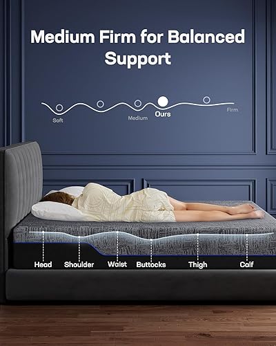 Miniatura 5 de Marsail Base ajustable NS0 con juego de colchón, marco de cama ajustable Split King + colchón de espuma viscoelástica de gel de enfriamiento de 14