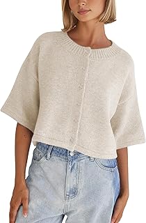 Cardigan Sweaters for Women Lightweight Knit Cropped Cardigan Button Up ...