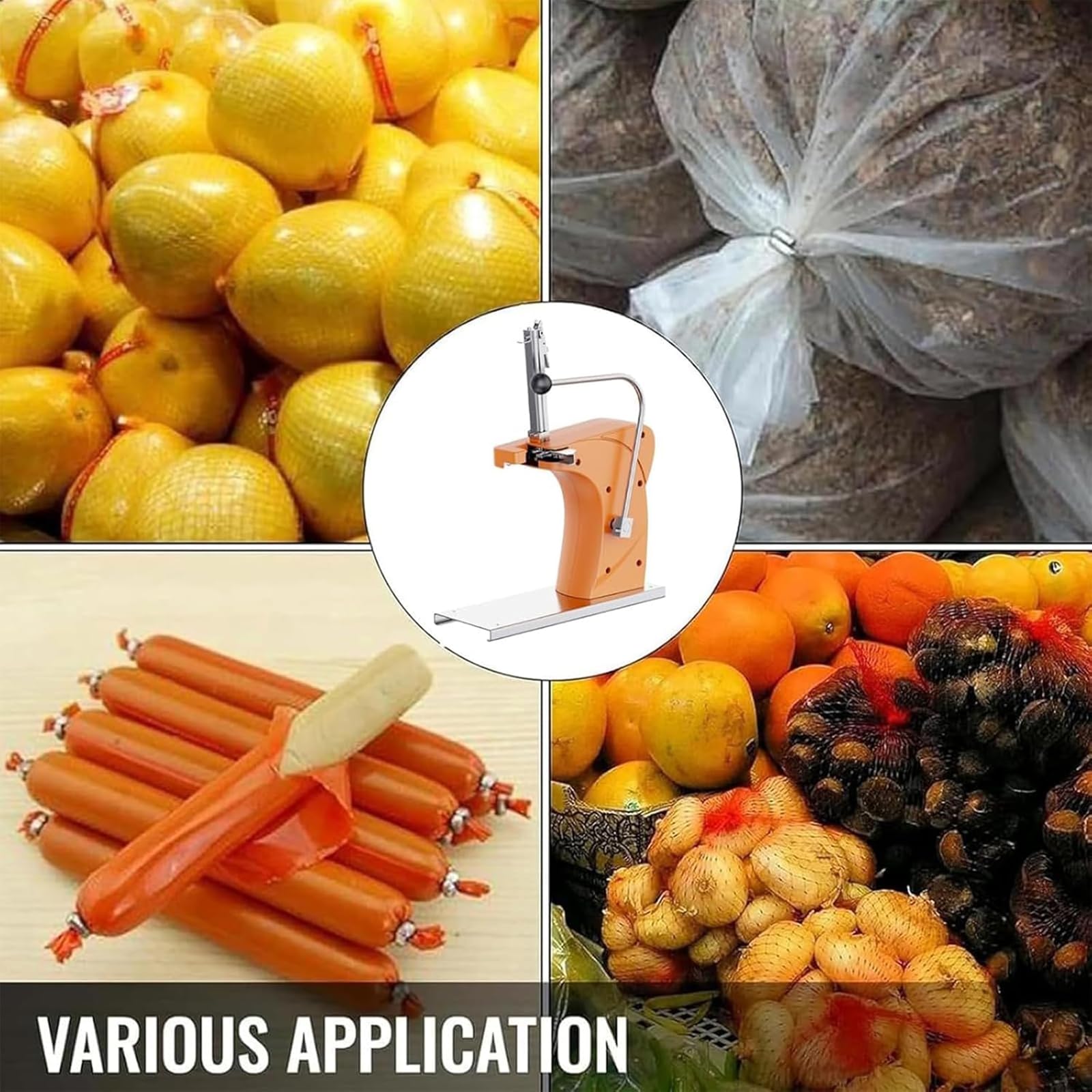 Generico Macchina sigillatrice Manuale per Alimenti, Design a U Che previene l'inceppamento dei Chiodi, Ideale per supermercati e mercati, Perfetta per Salsicce e Sacchetti di plastica (Verde)
