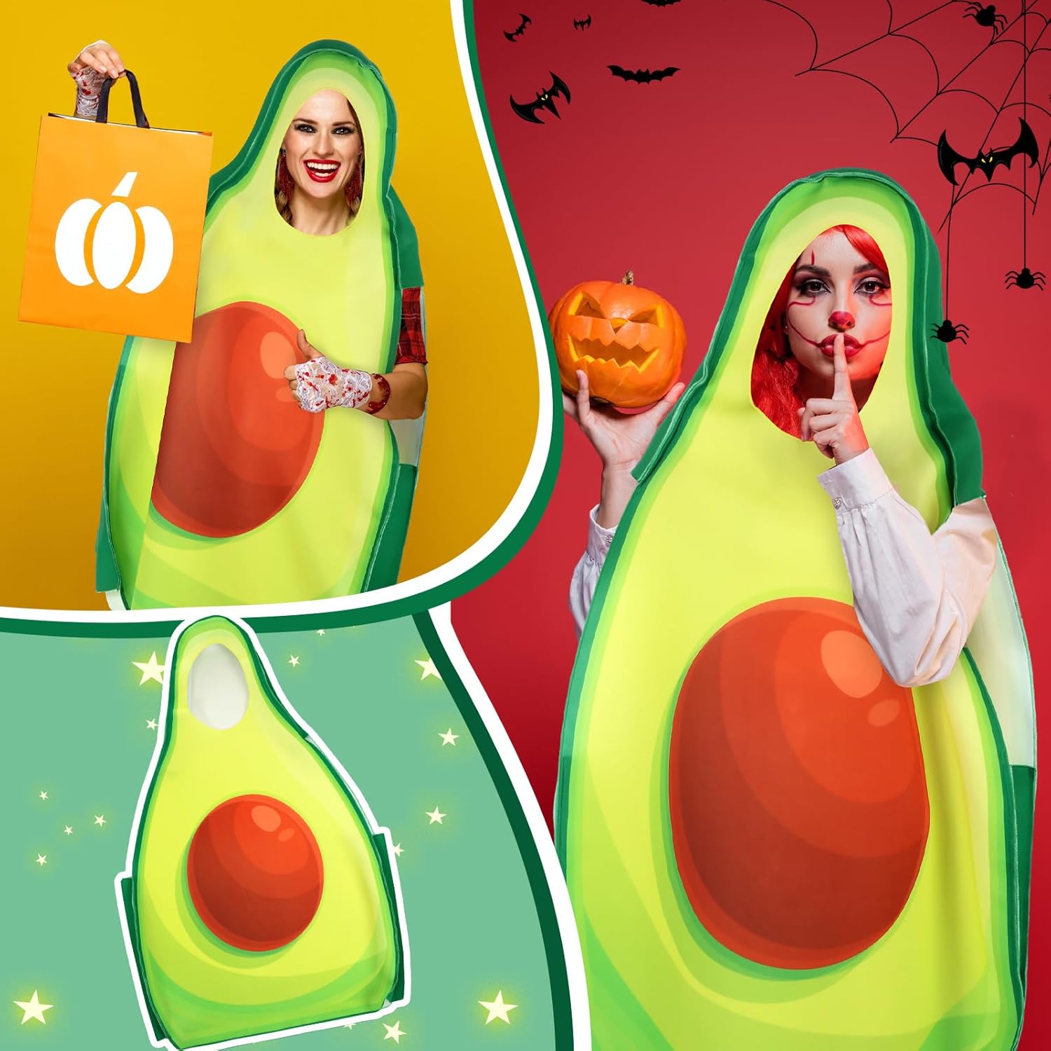Halloween Avocado Outfits Costume for Women Men Funny Fruit Avocado Costume Cosplay Apparel Accessories for Halloween Party - Image 6