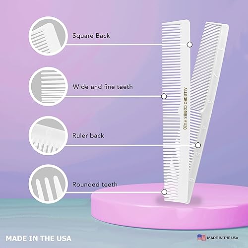 Miniatura 6 de Allegro Combs Peines de corte para peluqueros 420, peine para barba, bigote, para hombres, mujeres, niños pequeños, trenzados, separación del
