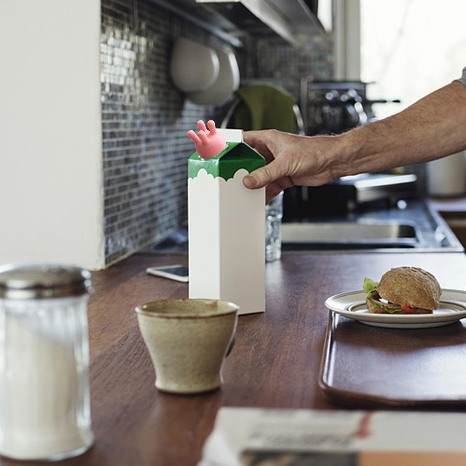 2er Bouchon De Bouteille De Lait Verseur Drôle, Bouchon De Carton De Lait De Pis De Vache, Bouchon De Bouteille De Lait Verseur Drôle, Dessus en Silicone Réutilisables, Machine À Traire