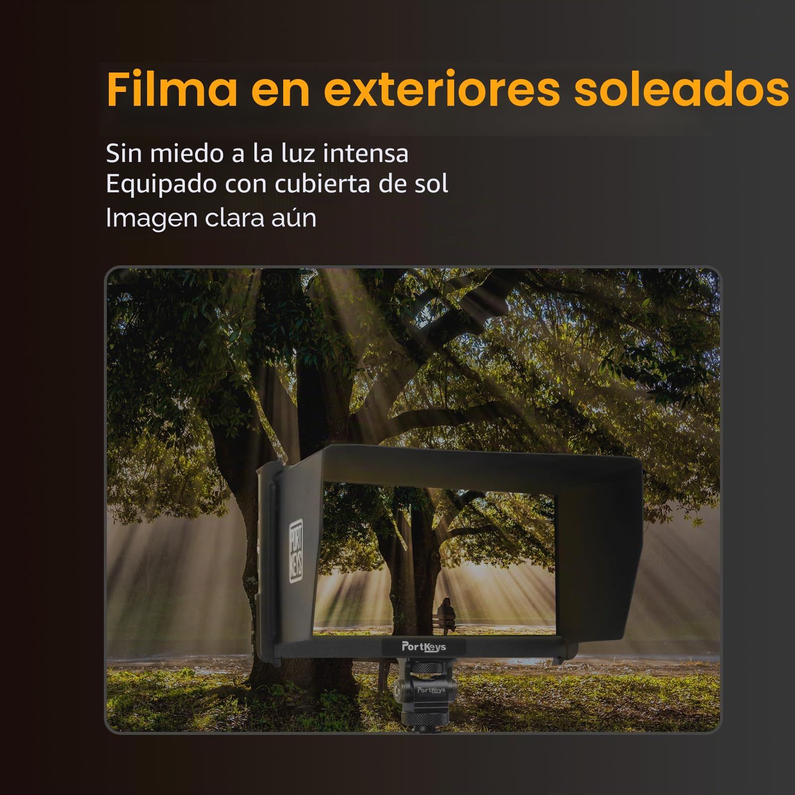 Portkeys HD7H Monitor de Campo para Cámara 7" 1000nits Entrada HDMI 4K Pantalla Mate Antirreflejo con Parasol para Cámaras DSLR