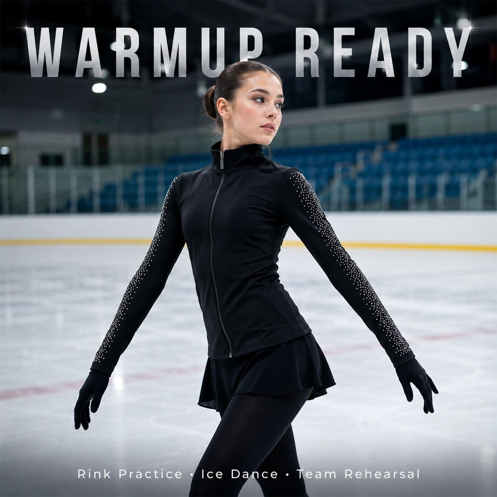 Veste d'échauffement de patinage artistique avec manches en strass