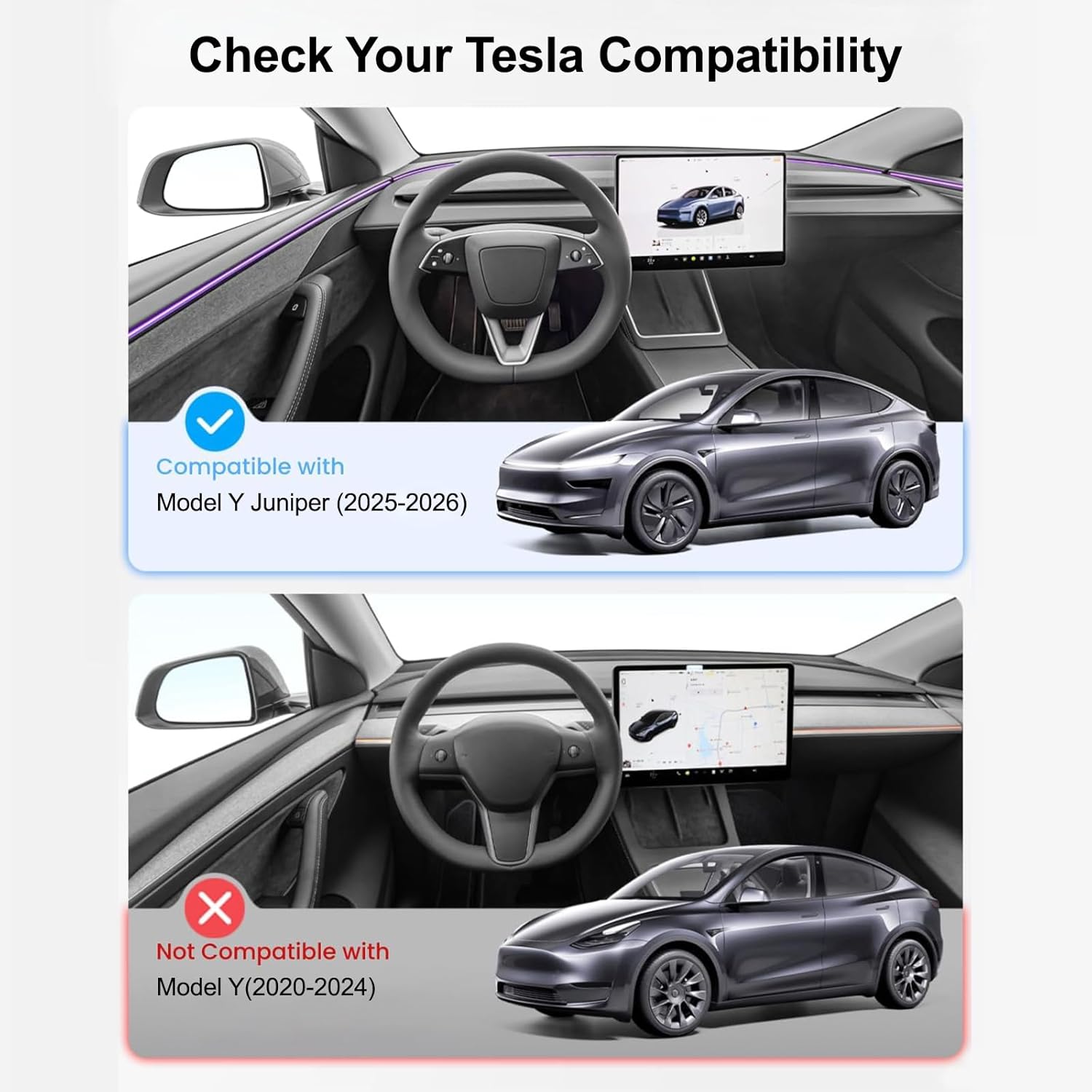OIXULI 2025 2026 Tesla Model Y Juniper Roof Sunshade - Precision Fit for Near-Zero Gaps & Resists Sagging, Nano Ice-Crystal Heat Insulation Foldable Sunroof Cover, 2PCS Interior Gray