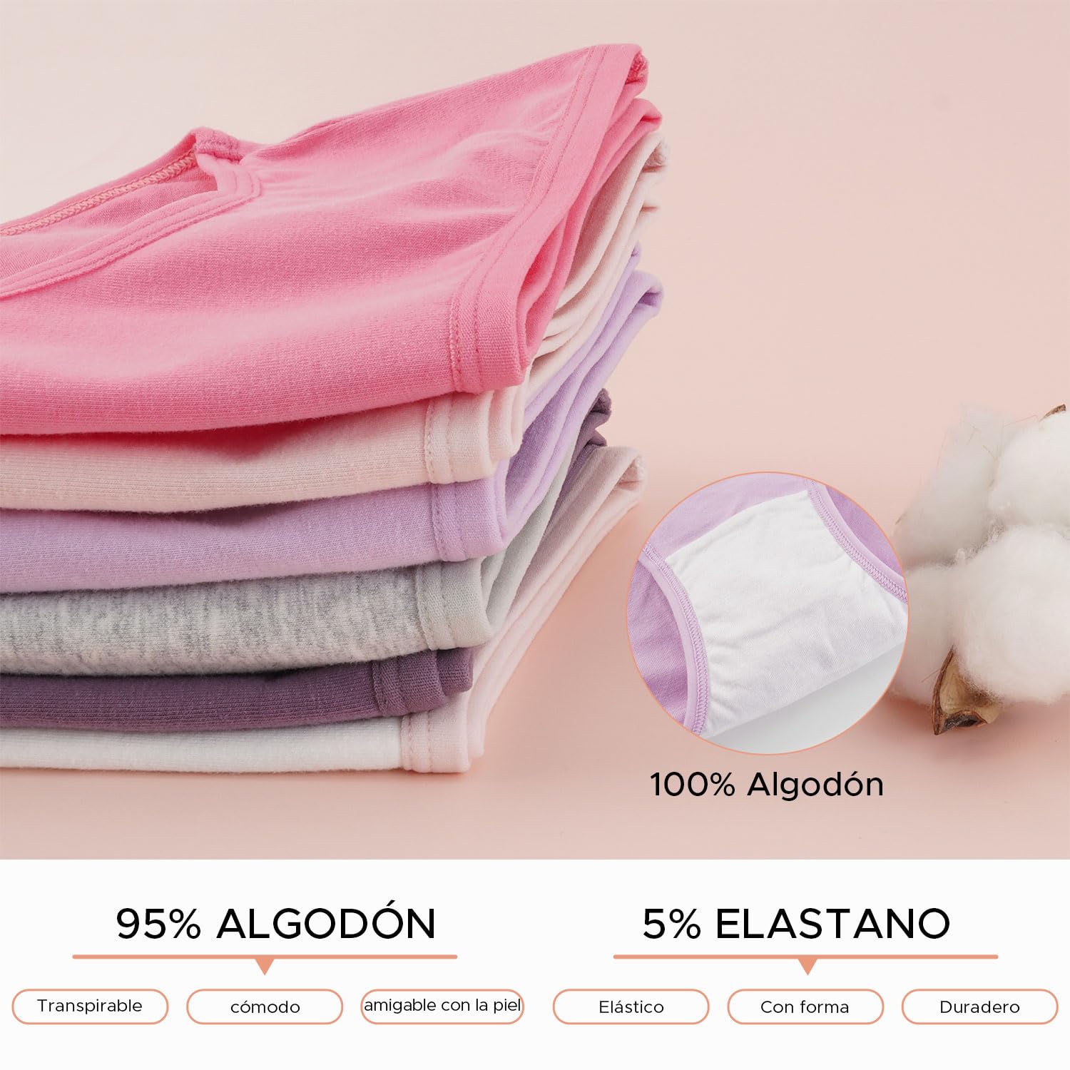 INNERSY Braguitas Niña Algodón Pack 6 - Cómodas y Suaves para Adolescente 8-16 Años