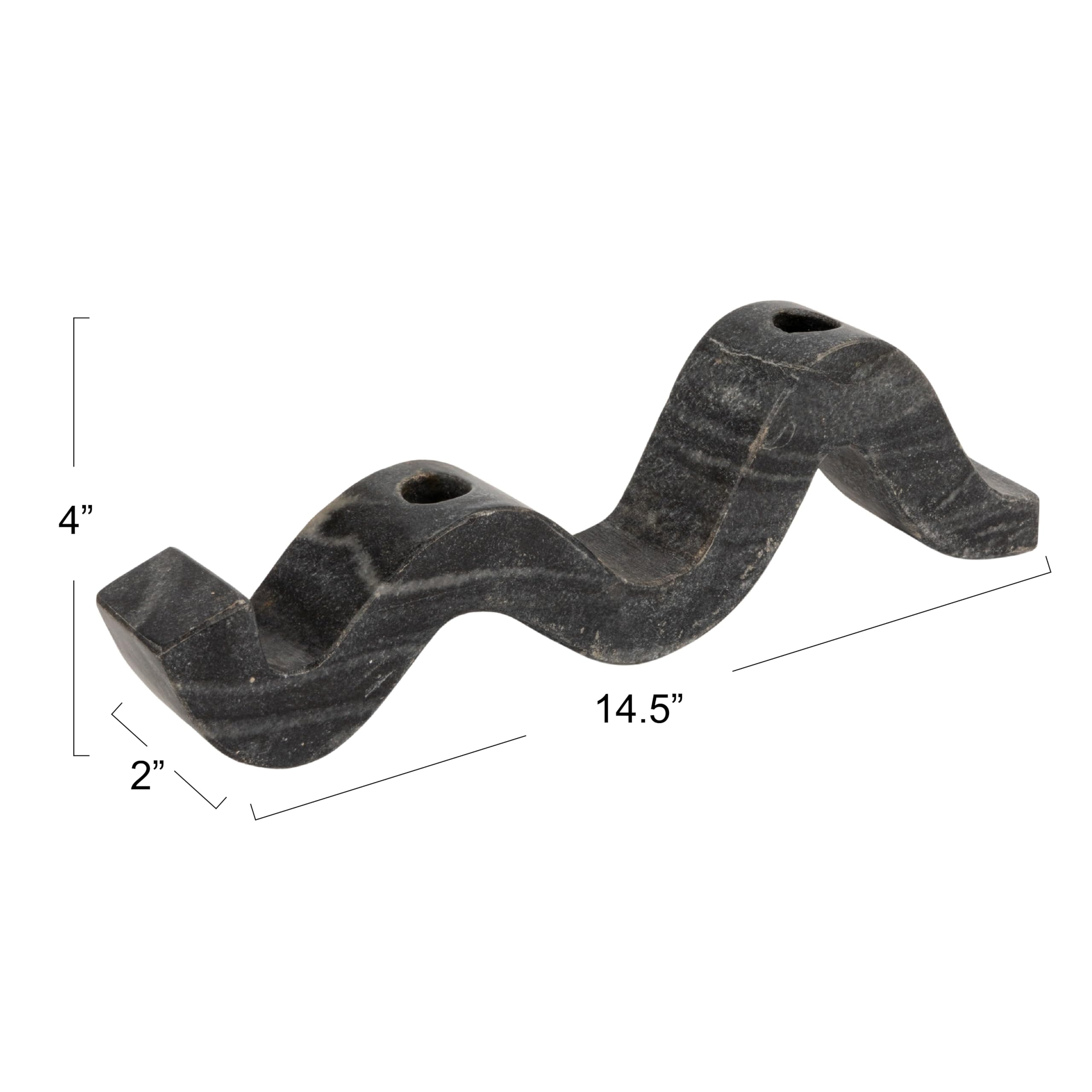 Bloomingville Marble Wave Double Taper Candle Holder, Black