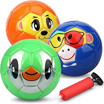 Dilabnba Kids Mini Soccer Balls, 3PCS Toddlers Football Toys, Soft Sport Indoor Outdoor Ball for Girls Boys 3-8 Years Old with Pump, Parties and Operation Christmas Child Shoebox
